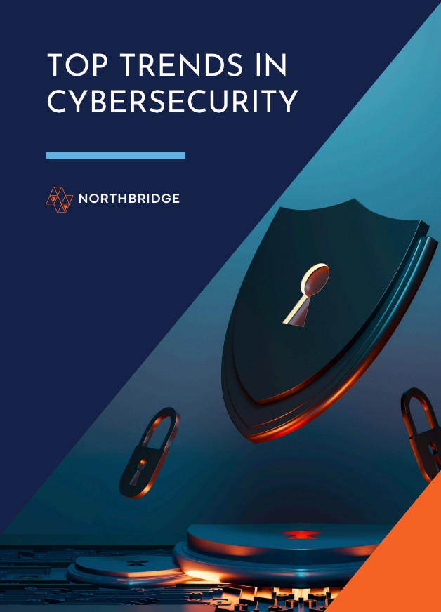 Top trends in cybersecurity with digital shield illustration